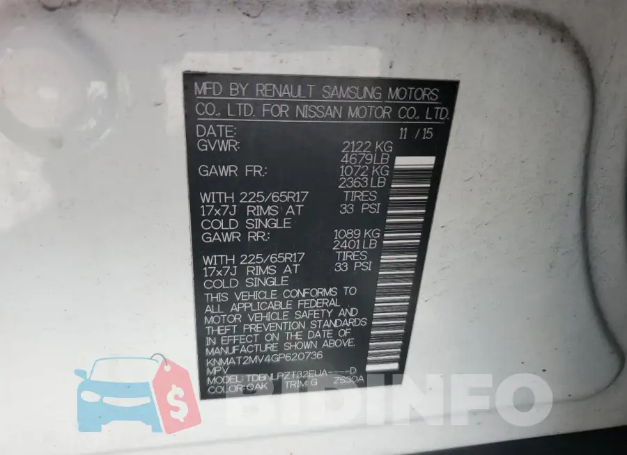 KNMAT2MV4GP620736 Photo# 12