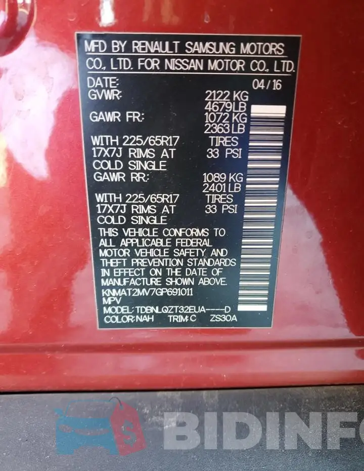 KNMAT2MV7GP691011 Photo# 13