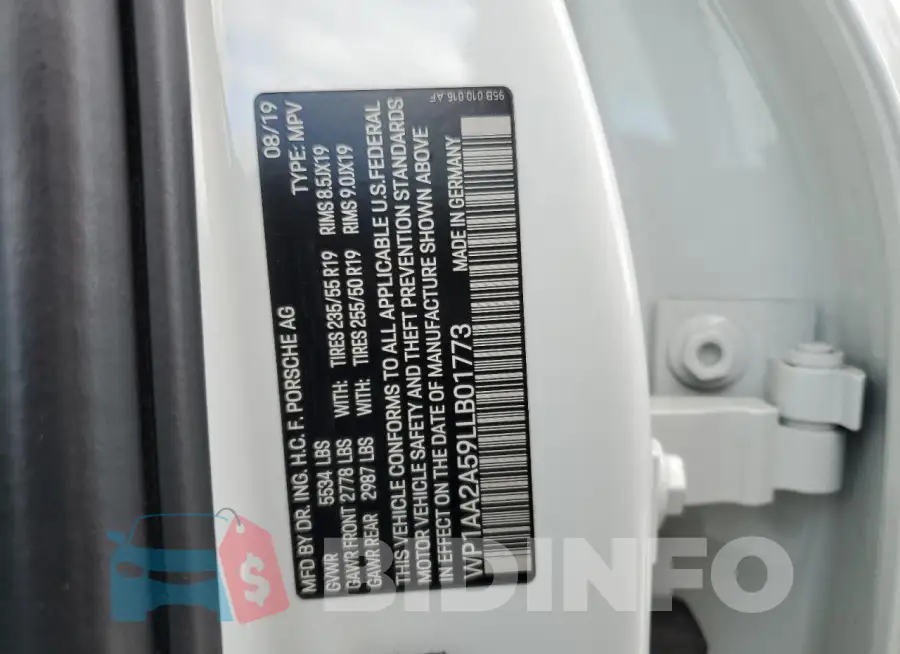 WP1AA2A59LLB01773 Photo# 14