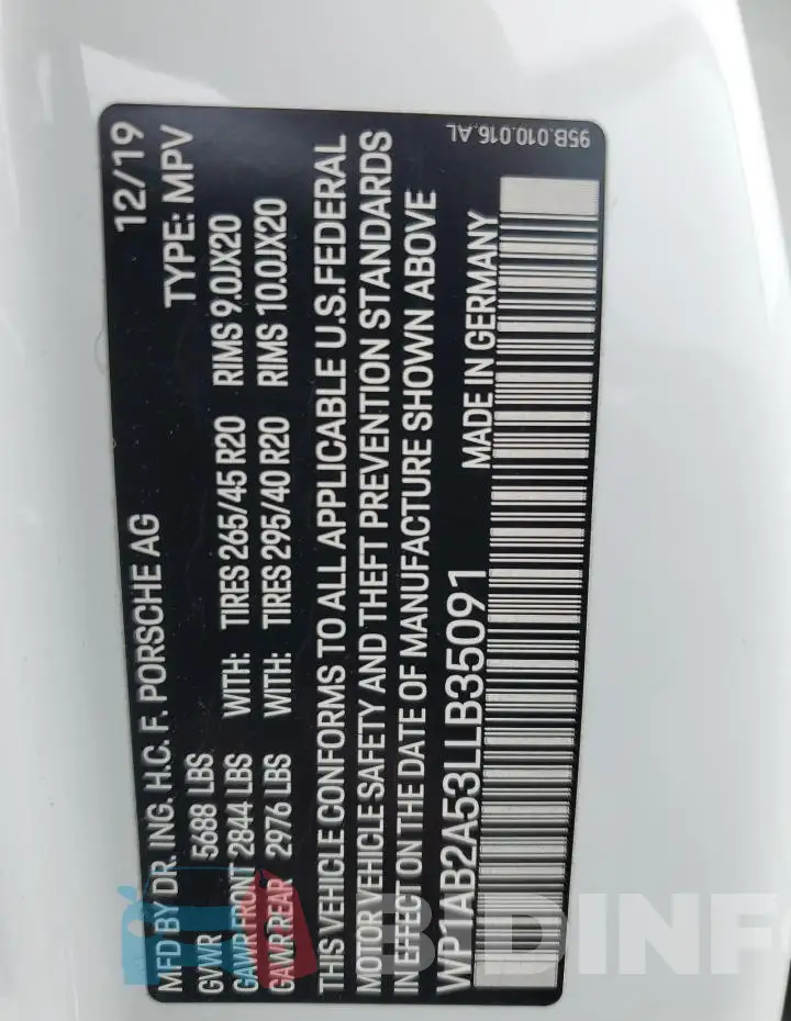 WP1AB2A53LLB35091 Photo# 13