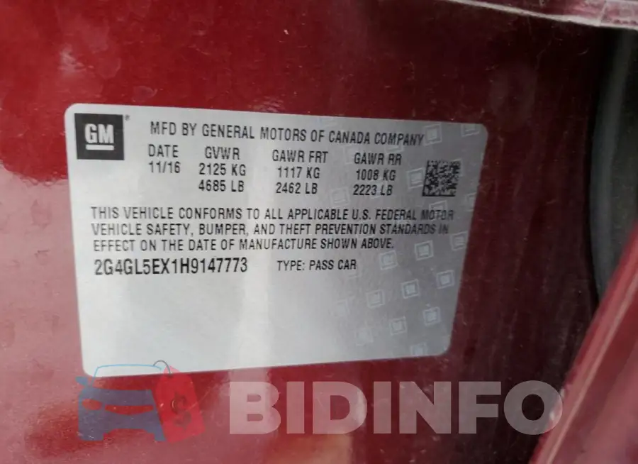 2G4GL5EX1H9147773 Photo# 12