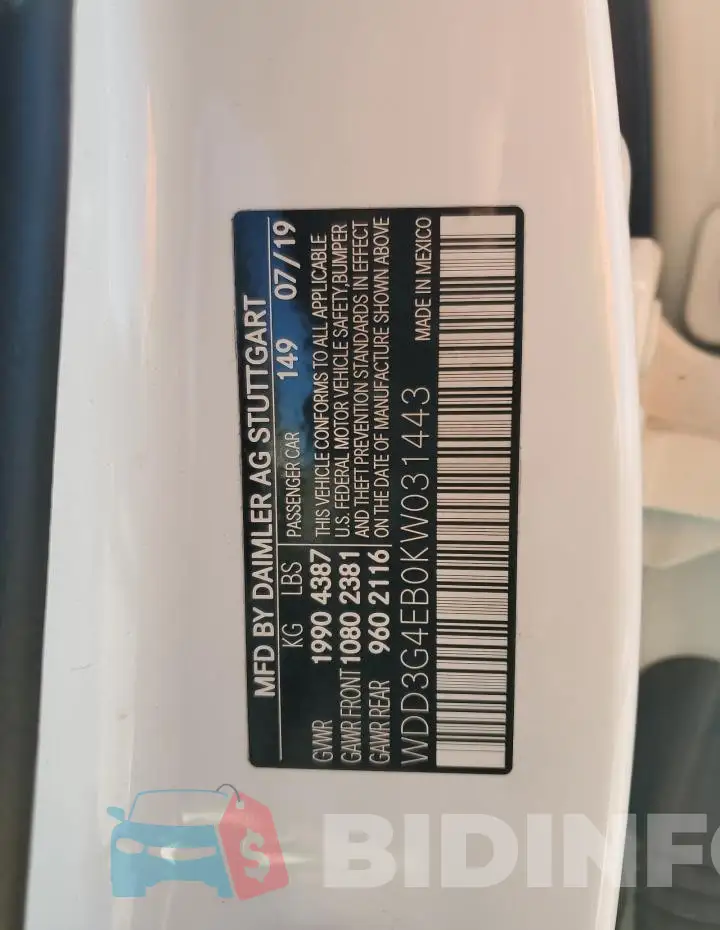 WDD3G4EB0KW031443 Photo# 12