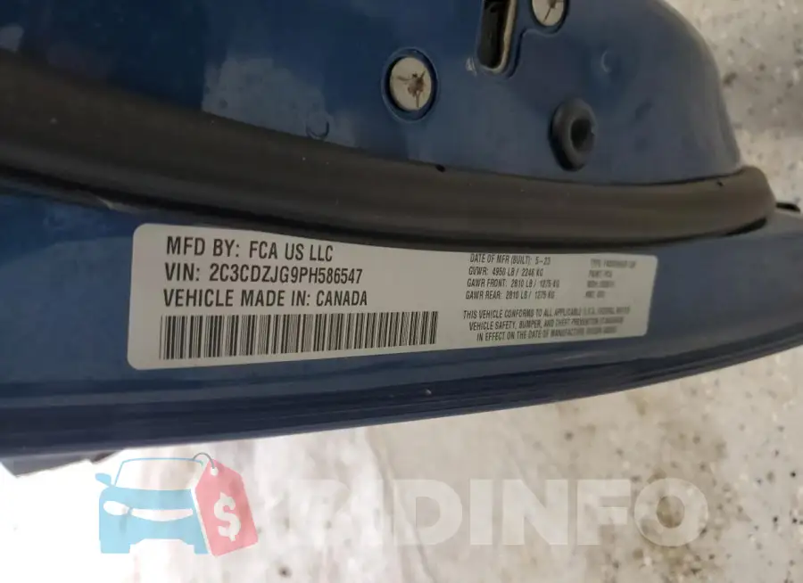 2C3CDZJG9PH586547 Photo# 12