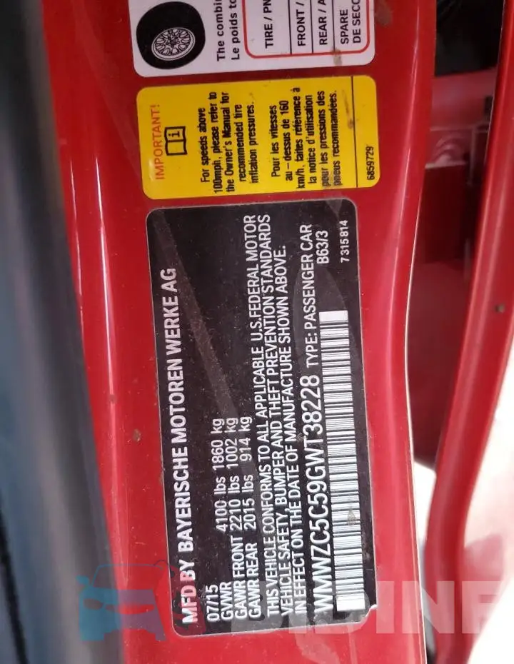 WMWZC5C59GWT38228 Photo# 12
