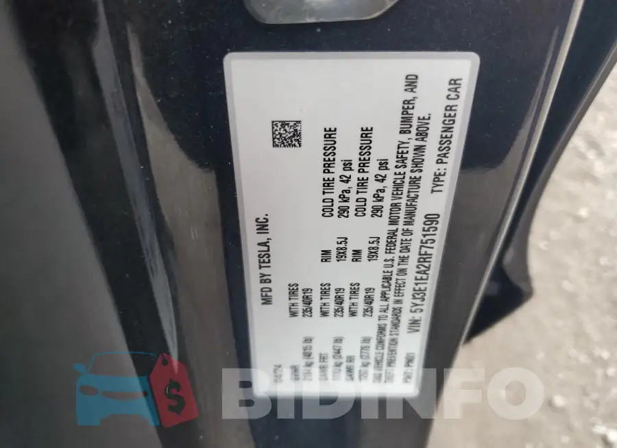 5YJ3E1EA2RF751590 Photo# 12