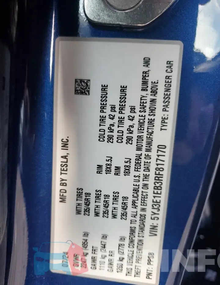 5YJ3E1EB3RF817170 Photo# 12