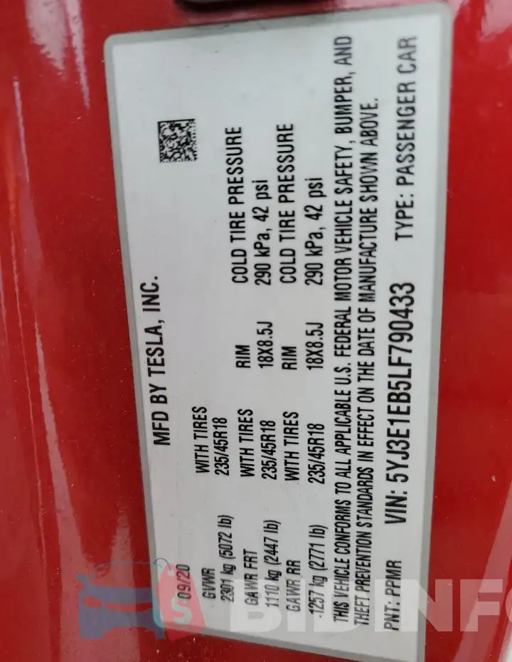 5YJ3E1EB5LF790433 Photo# 12