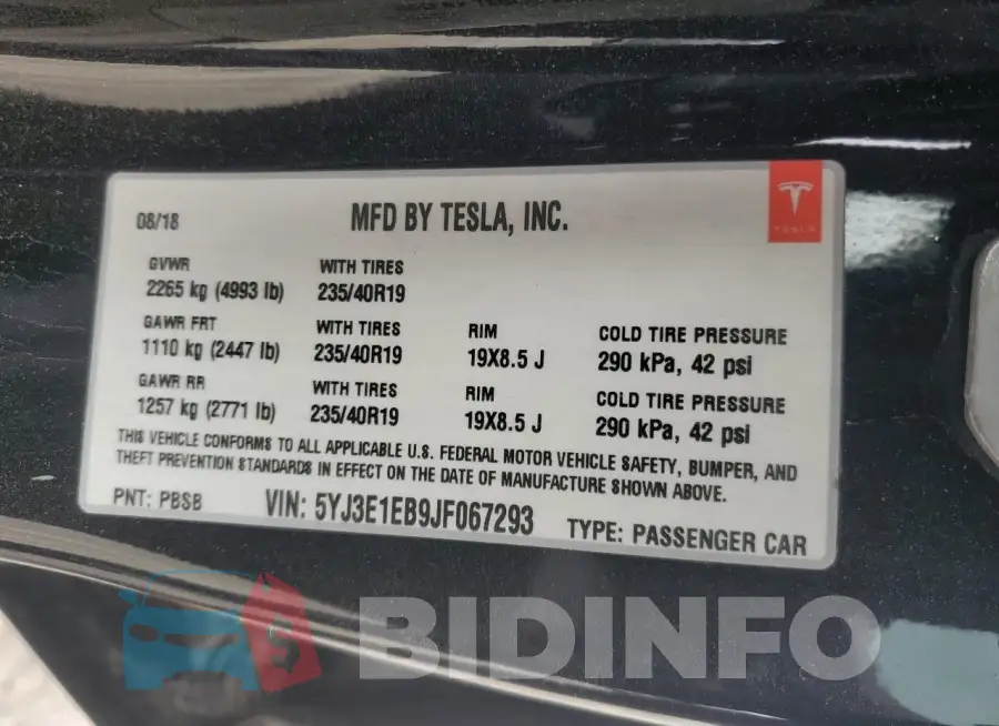 5YJ3E1EB9JF067293 Photo# 13
