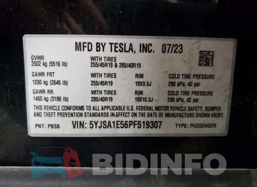 5YJSA1E56PF519307 Photo# 12