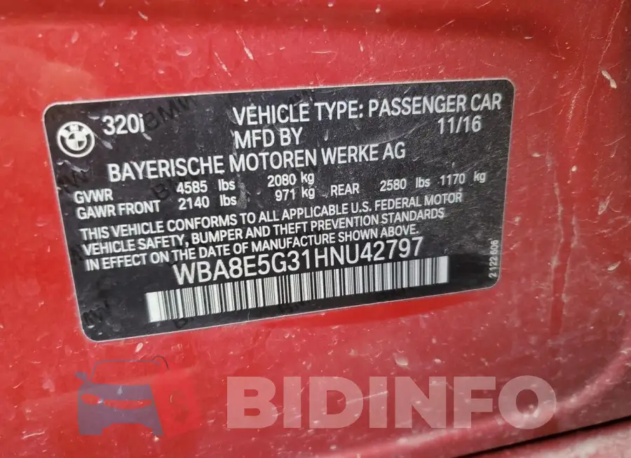 WBA8E5G31HNU42797 Photo# 12