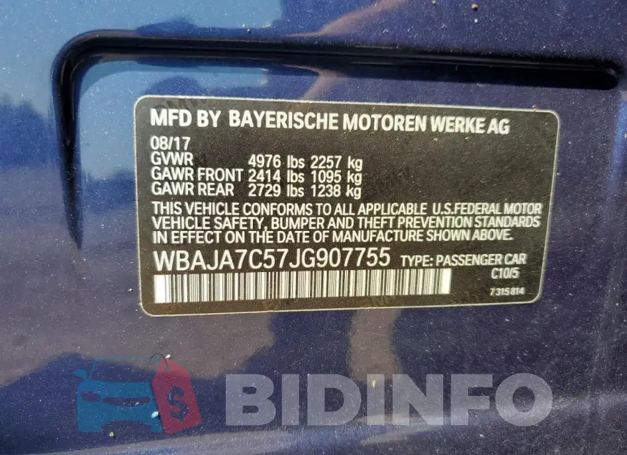 WBAJA7C57JG907755 Photo# 13