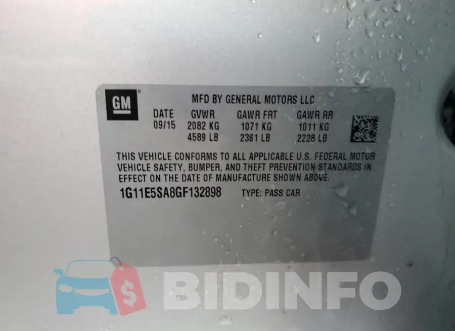 1G11E5SA8GF132898 Photo# 12