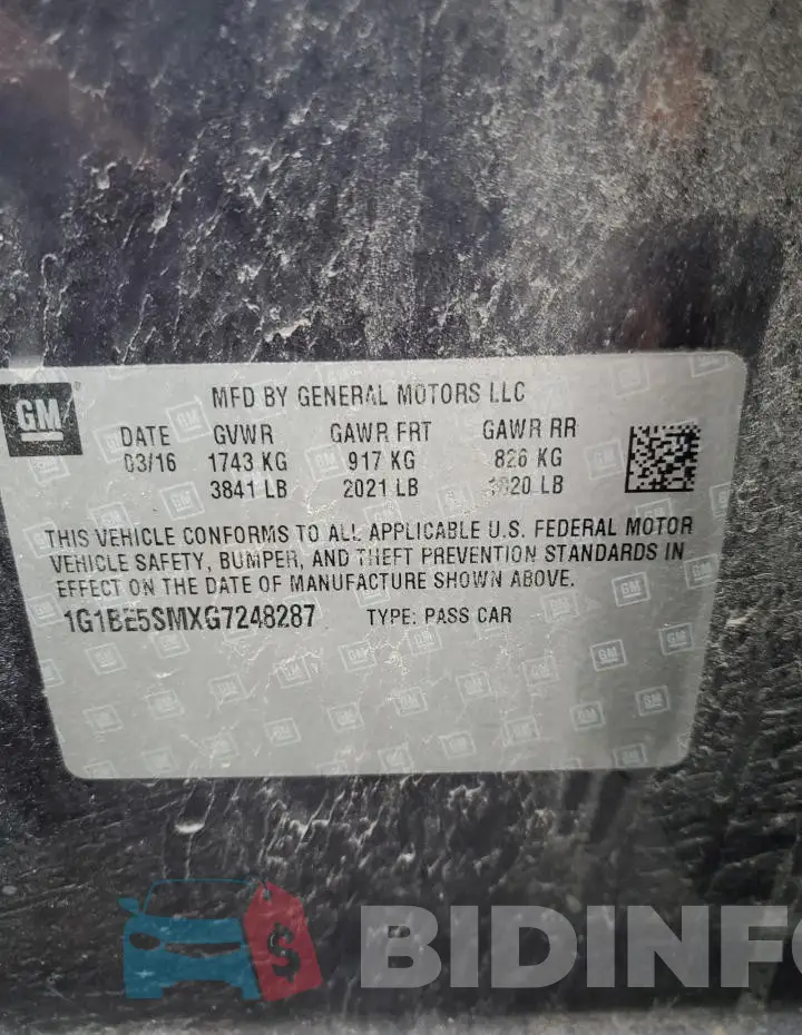 1G1BE5SMXG7248287 Photo# 12