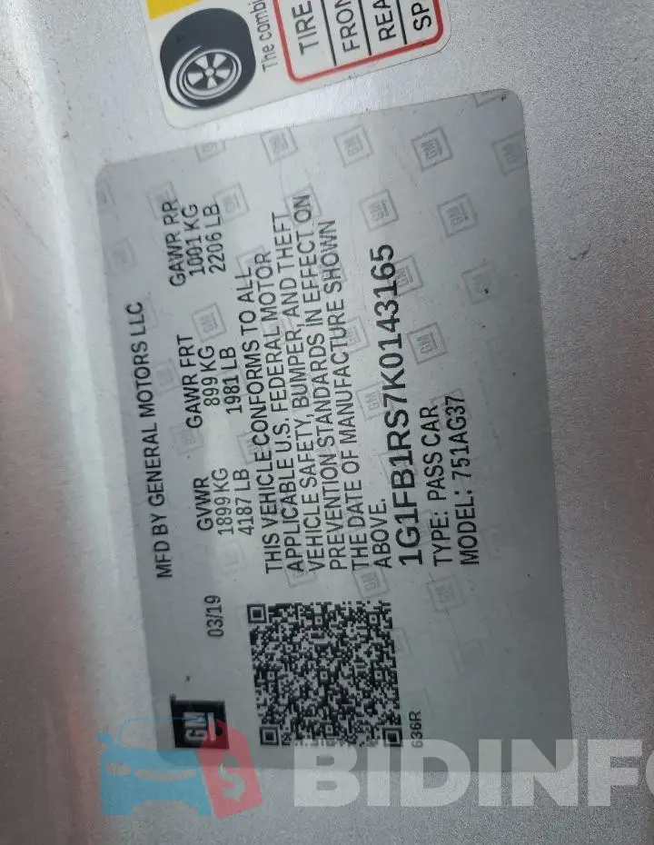 1G1FB1RS7K0143165 Photo# 12