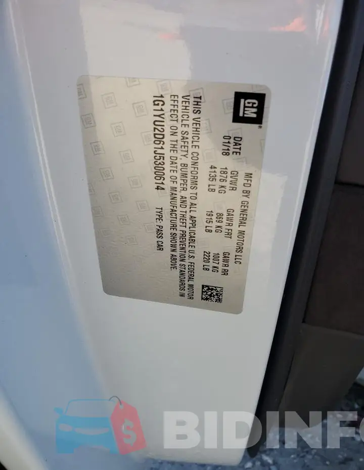 1G1YU2D61J5300614 Photo# 12
