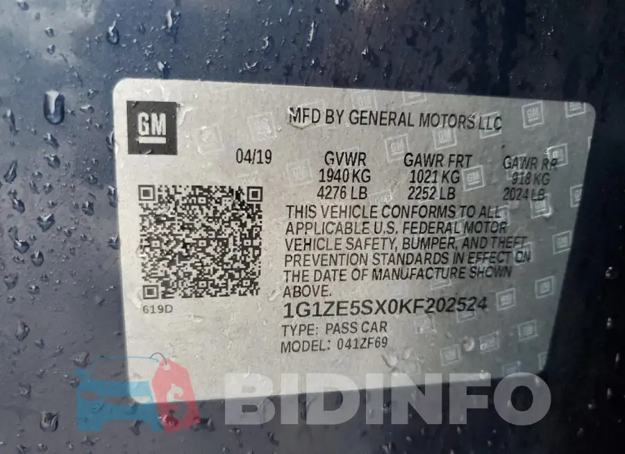 1G1ZE5SX0KF202524 Photo# 13