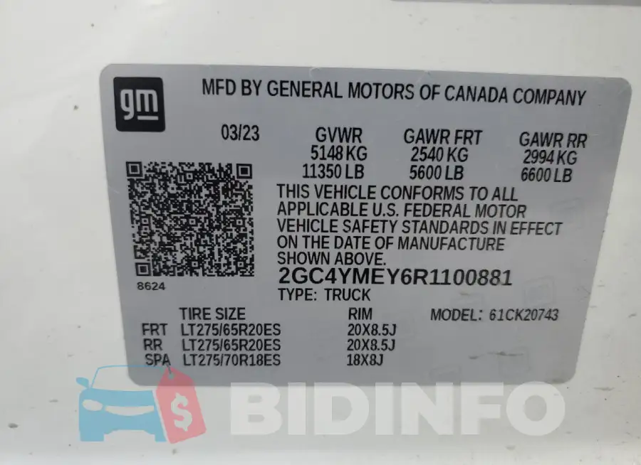 2GC4YMEY6R1100881 Photo# 12
