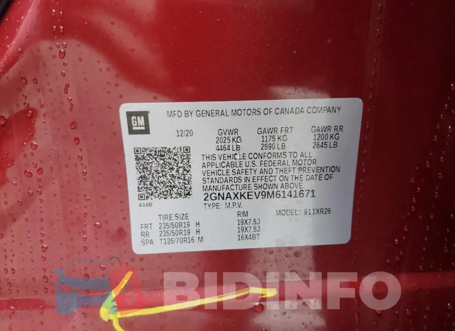 2GNAXKEV9M6141671 Photo# 12