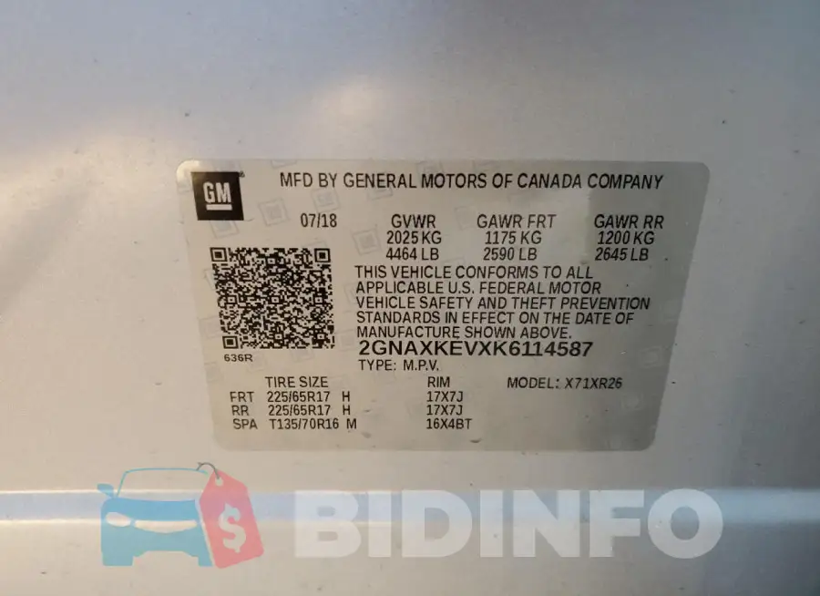 2GNAXKEVXK6114587 Photo# 12