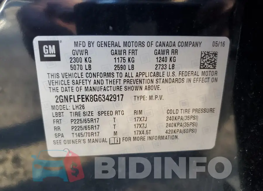 2GNFLFEK8G6342917 Photo# 13