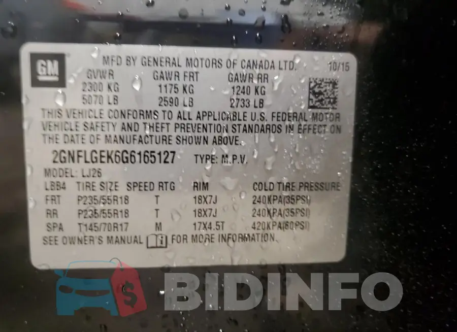 2GNFLGEK6G6165127 Photo# 13