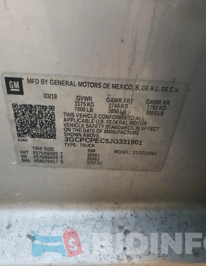 3GCPCPEC5JG331901 Photo# 12