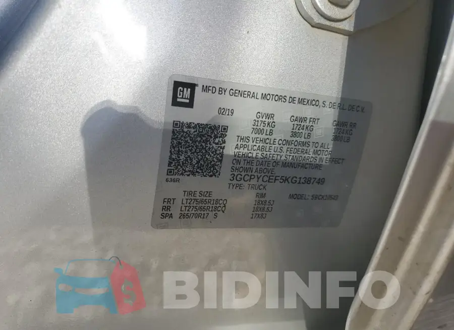 3GCPYCEF5KG138749 Photo# 12