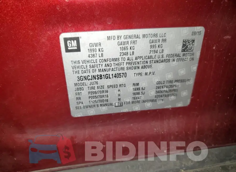 3GNCJNSB1GL140570 Photo# 14