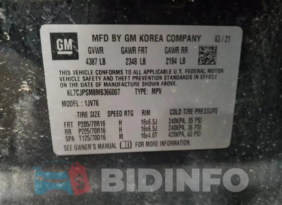 KL7CJPSM8MB366007 Photo# 14