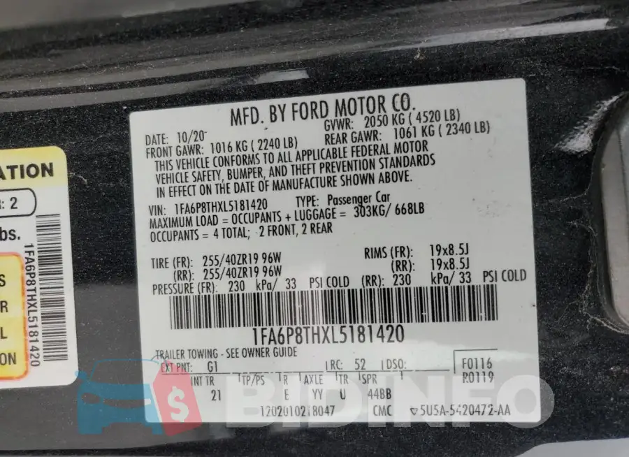 1FA6P8THXL5181420 Photo# 13