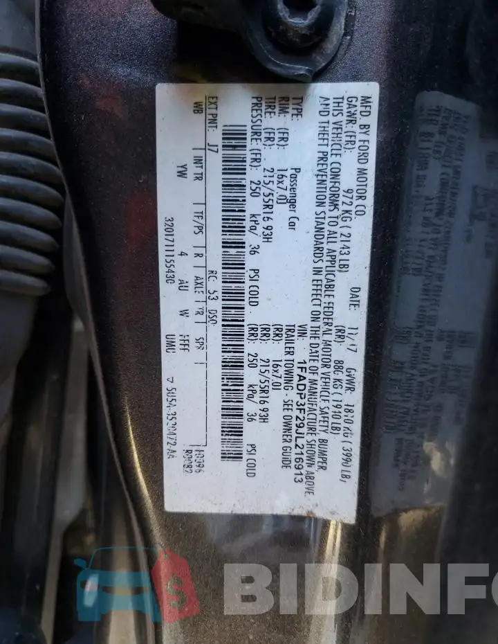 1FADP3F29JL216913 Photo# 12