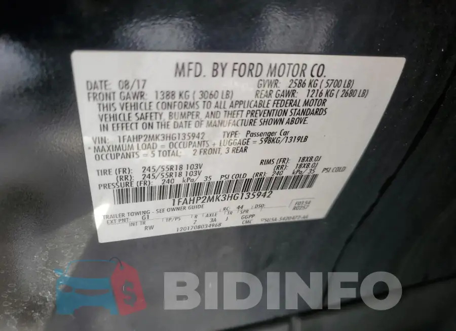 1FAHP2MK3HG135942 Photo# 12