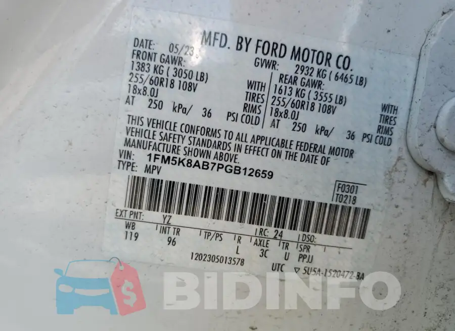 1FM5K8AB7PGB12659 Photo# 12