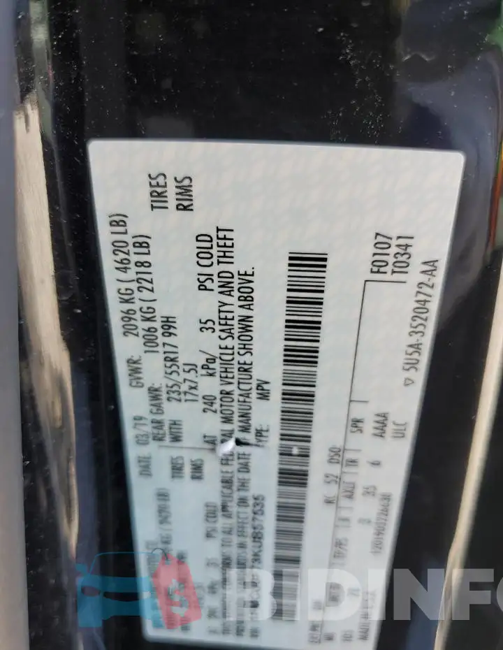 1FMCU0F73KUB57535 Photo# 13
