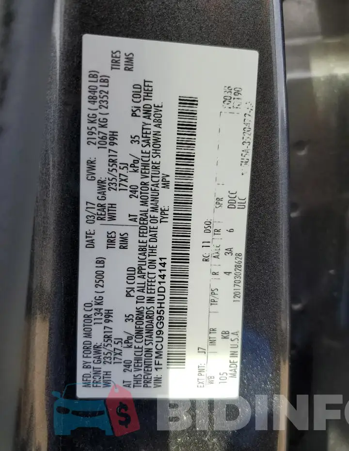 1FMCU9G95HUD14141 Photo# 13