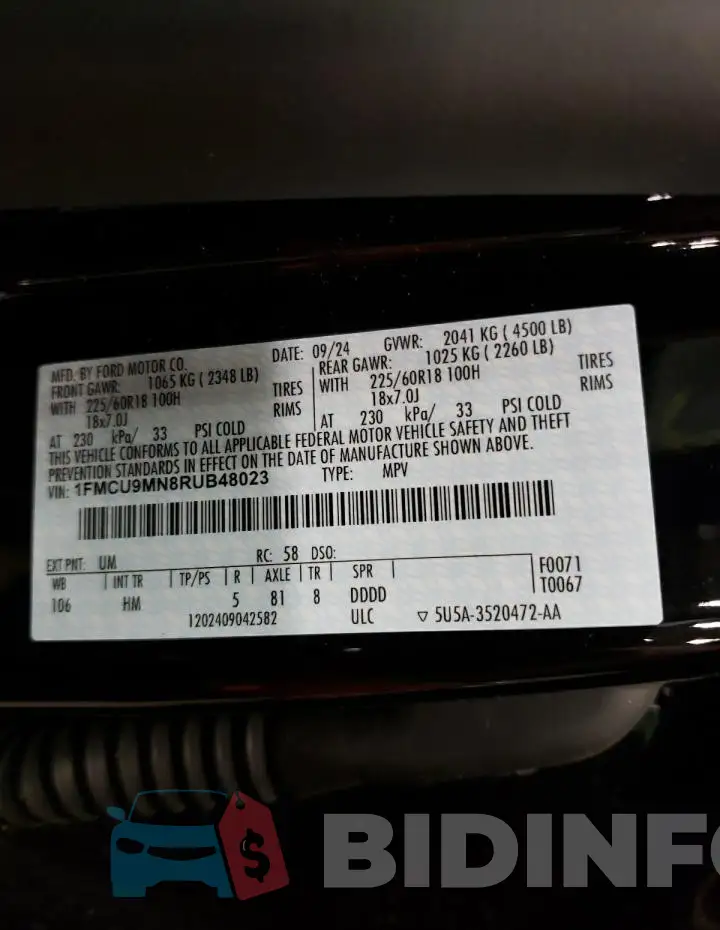 1FMCU9MN8RUB48023 Photo# 14