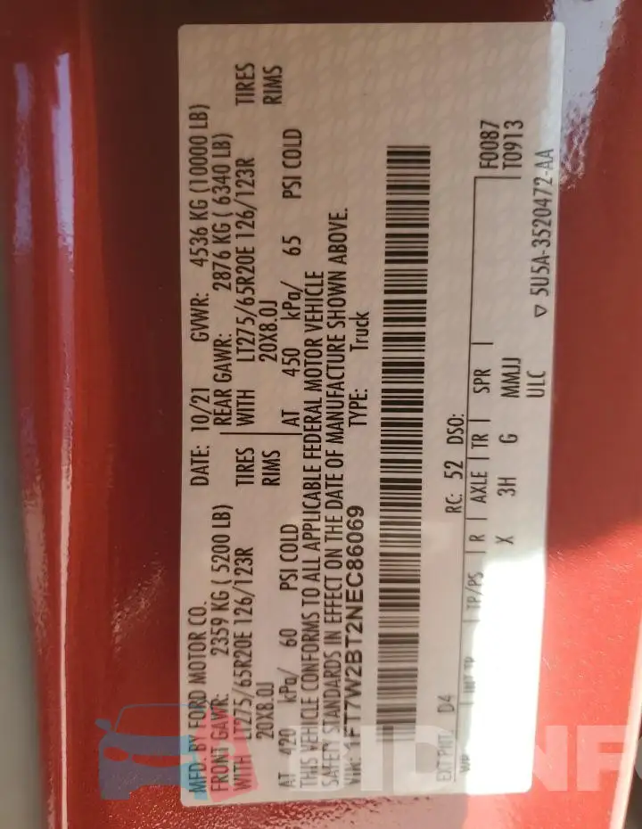 1FT7W2BT2NEC86069 Photo# 13