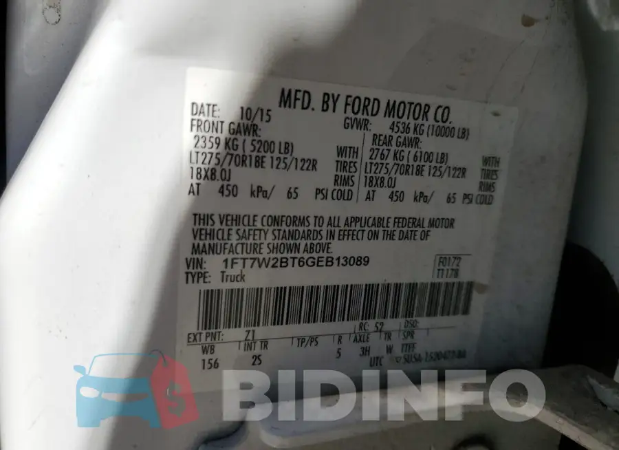 1FT7W2BT6GEB13089 Photo# 12