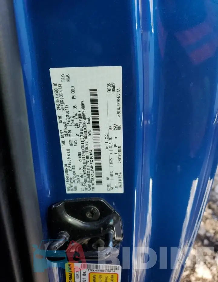 1FTEX1EP4HFC16164 Photo# 12