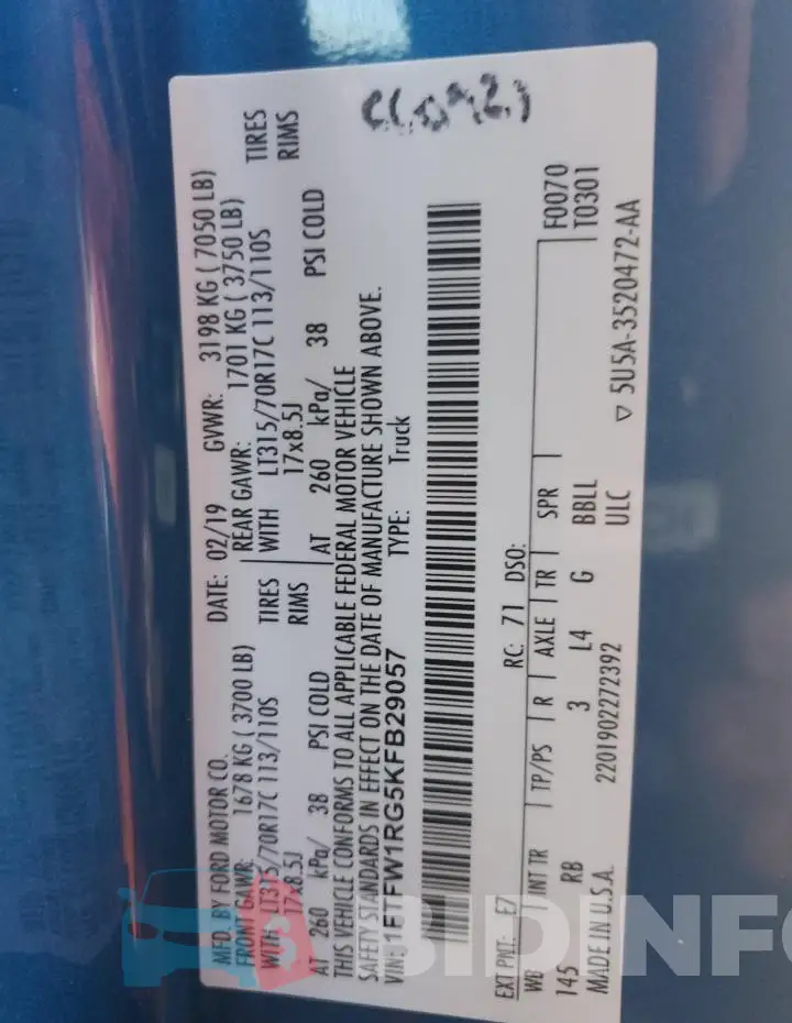 1FTFW1RG5KFB29057 Photo# 12
