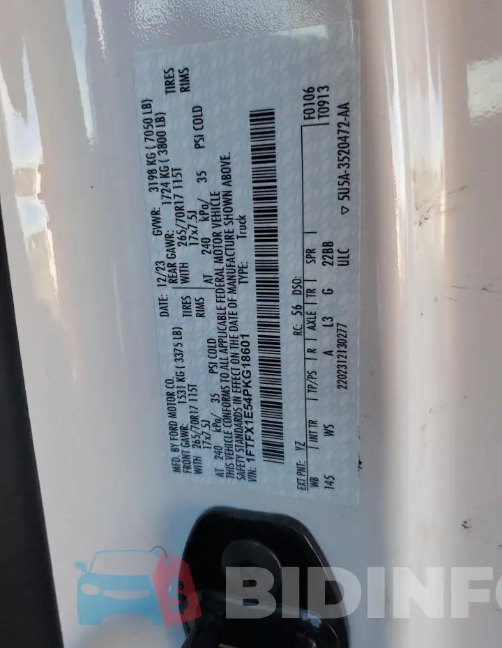1FTFX1E54PKG18601 Photo# 12