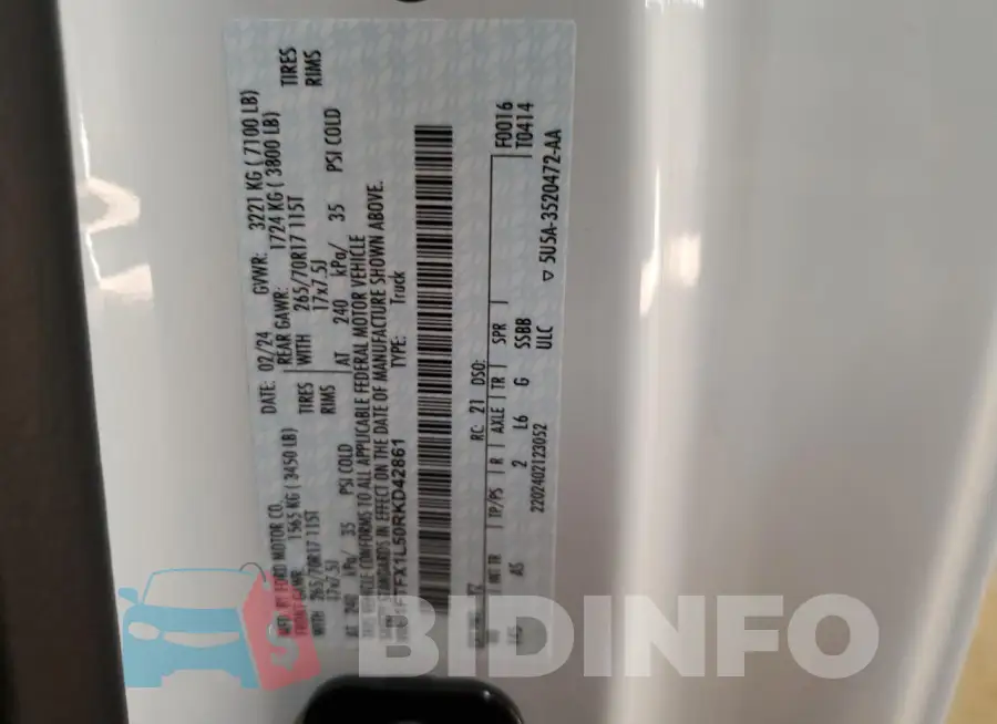 1FTFX1L50RKD42861 Photo# 12