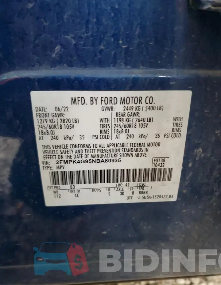 2FMPK4G95NBA80935 Photo# 13