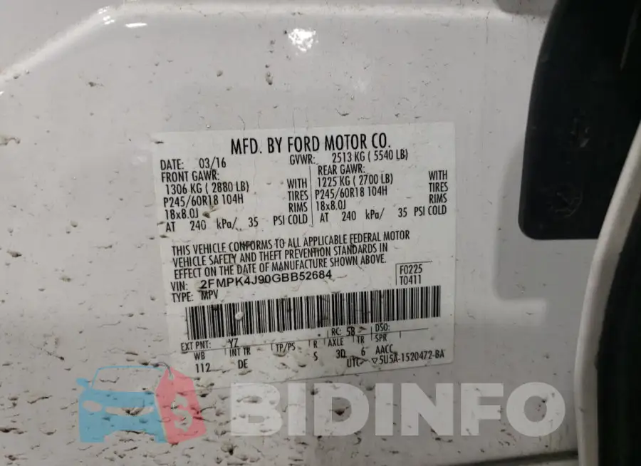 2FMPK4J90GBB52684 Photo# 14