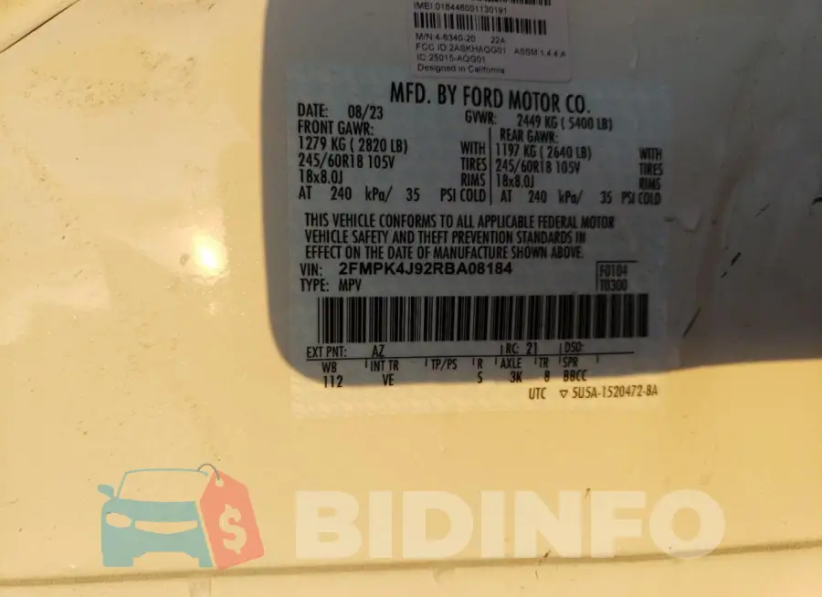 2FMPK4J92RBA08184 Photo# 14