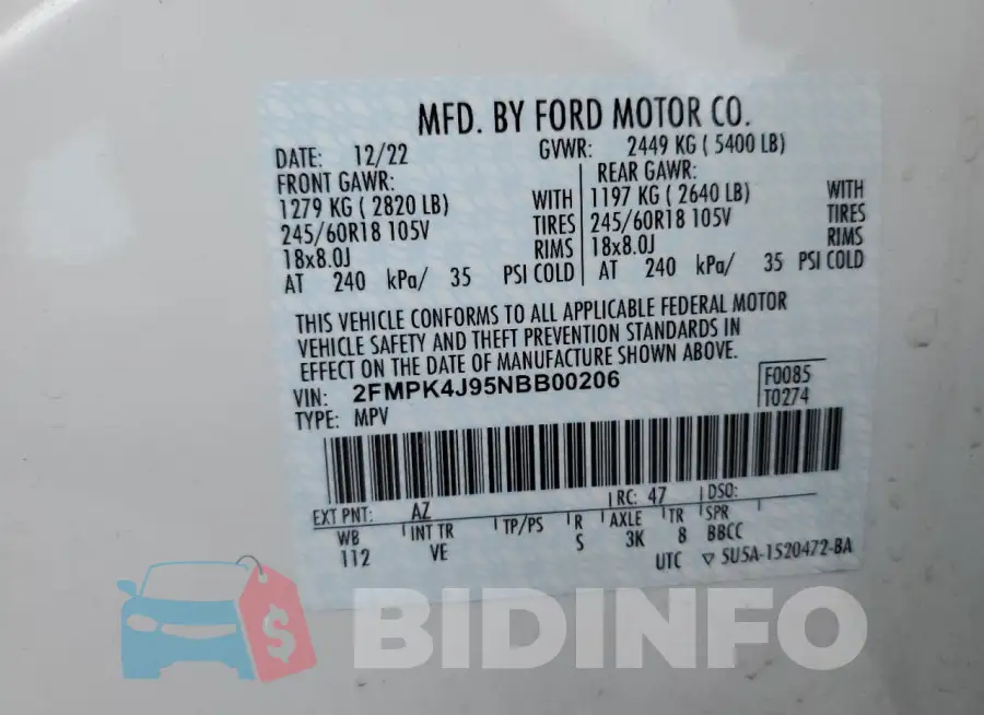 2FMPK4J95NBB00206 Photo# 13