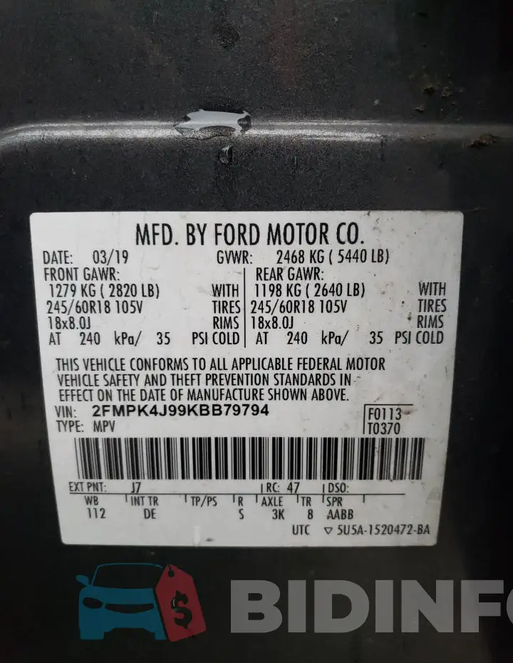 2FMPK4J99KBB79794 Photo# 13