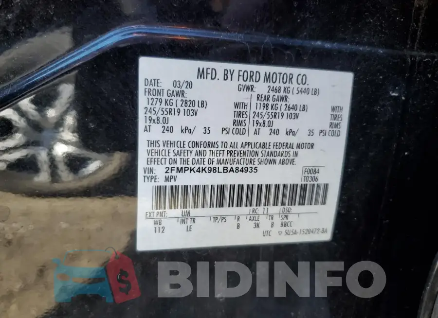 2FMPK4K98LBA84935 Photo# 13