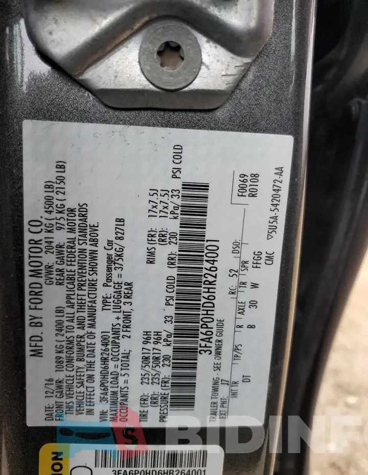 3FA6P0HD6HR264001 Photo# 12