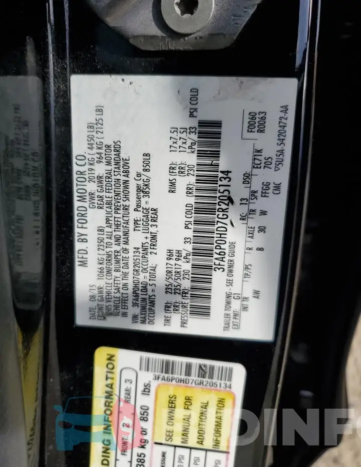 3FA6P0HD7GR205134 Photo# 12